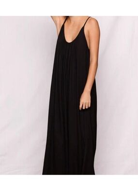 MIKOH Black scoop neck Sleeveless Maxi Dress - Minimal Spaghetti Strap Design